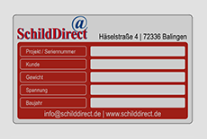 Typenschilder aus eloxiertem Aluminium
